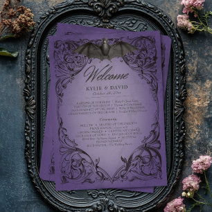 Vintage Bat Until Death Purple Wedding Program