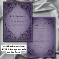 Vintage Bat Until Death Purple Wedding Two Sided