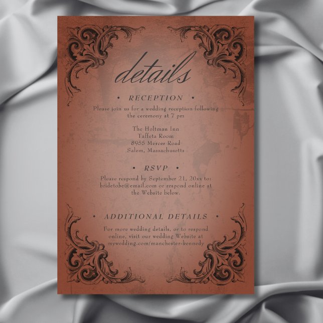 Vintage Bat Until Death Rust Wedding Details Enclosure Card (Vintage Bat Until Death Rust Wedding Details Enclosure Card)