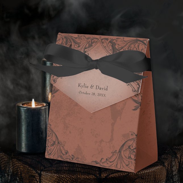Vintage Bat Until Death Rust Wedding Favour Box (Vintage Bat Until Death Rust Wedding Favor Boxes)