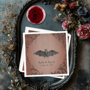 Vintage Bat Until Death Rust Wedding Napkin
