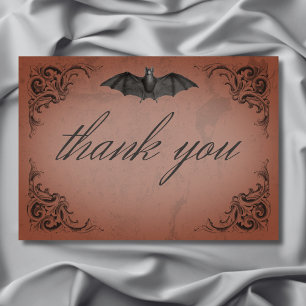 Vintage Bat Until Death Rust Wedding Thank You Card