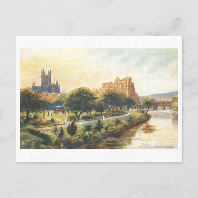 Vintage Bath from North Parade Bridge Postcard (Front)