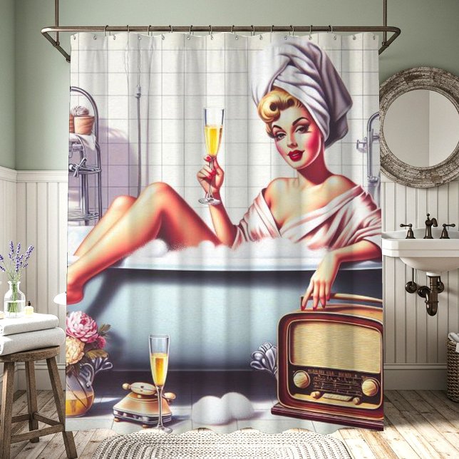 Vintage Bath Pin-Up Shower Curtain (Creator Uploaded)