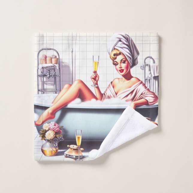 Vintage Bath Pin-Up Towel Set (Wash Cloth)