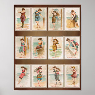 Vintage Bathing Beauties Set 2 Poster