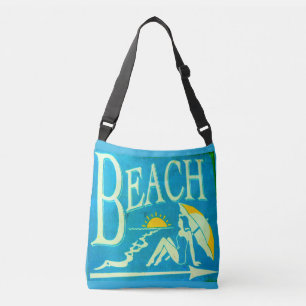 vintage bathing beauty beach sign crossbody bag