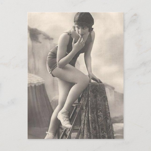 Vintage Bathing Beauty Flapper Girl Portraits Postcard (Front)