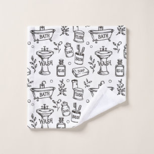 Vintage Bathroom Decor - White/Black Bath Towel Set