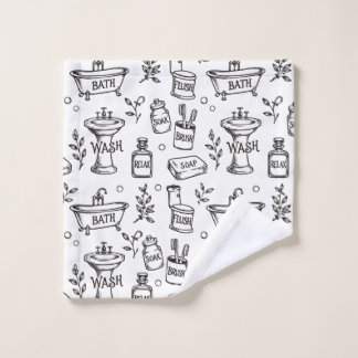 Vintage Bathroom Decor - White/Black Bath Towel Set