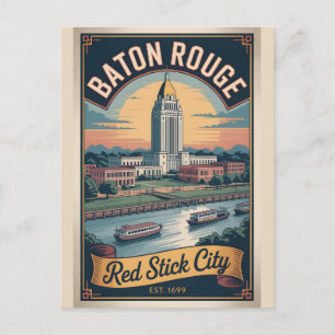 Vintage Baton Rouge Louisiana Retro Travel Poster Postcard