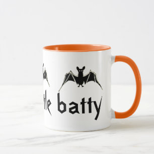 Vintage Bats Just a Little Batty Black and Orange  Mug