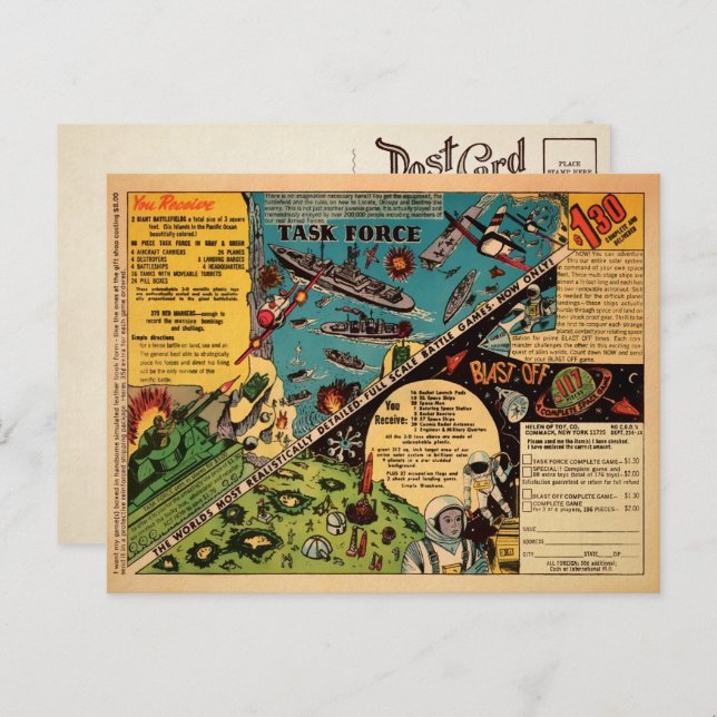 Vintage Battle Game Ad Postcard (Front/Back)