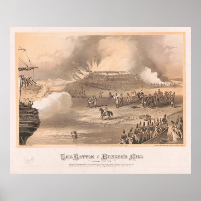 Vintage Battle of Bunker Hill Illustration (1875) Poster (Front)