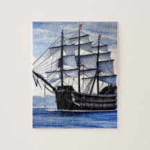 Vintage Battle Ship Sails Away