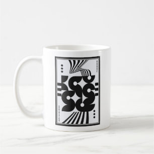 vintage bauhaus black and white wavvy geometric coffee mug