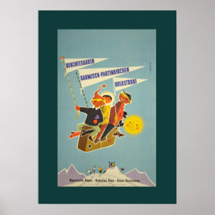 Vintage Bavarian Alps Travel Poster