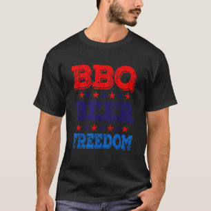 Vintage BBQ Beer Freedom America USA July 4th T-Shirt