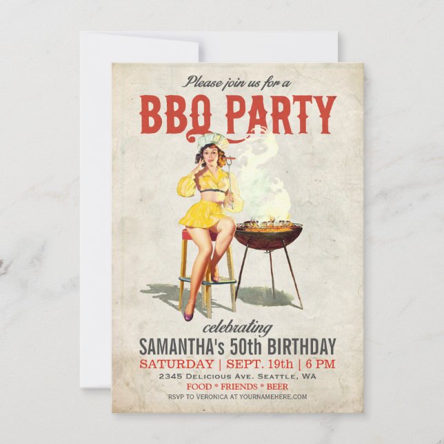 Vintage BBQ Birthday Invitation 2 (Front)