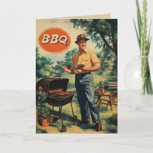 Vintage BBQ Delight: Classic Backyard Cookout Scen Invitation