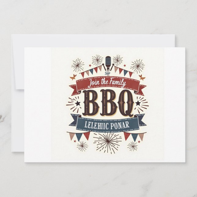 Vintage BBQ Picnic Invitation – Patriotic 4th July (Front)