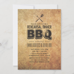 Vintage BBQ Wedding Rehearsal Dinner Invitation