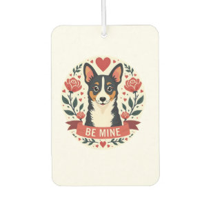 Vintage Be Mine Corgi Valentine Floral Folk Art De Car Air Freshener