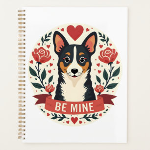 Vintage Be Mine Corgi Valentine Floral Folk Art De Planner