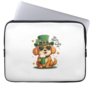 Vintage Be There With Bells On Dog St Patricks Day Laptop Sleeve