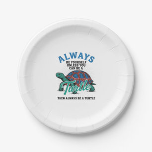 Vintage Be Yourself Turtle Shirt Design_1 Paper Plate