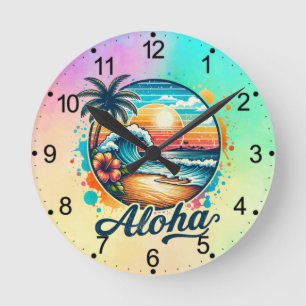 Vintage Beach Aloha Sublimation-94953 Round Clock