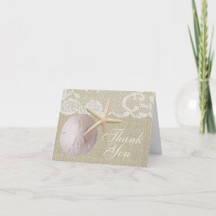 Vintage Beach and Burlap Thank You Card