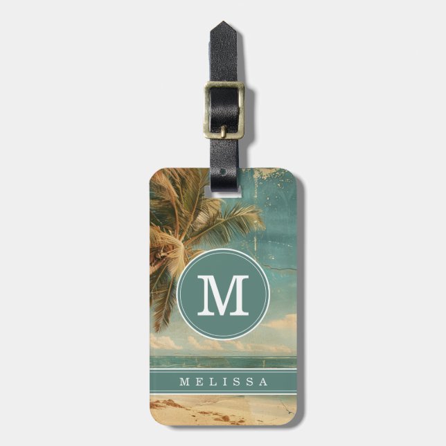 Vintage Beach Background Luggage Tag (Front Vertical)