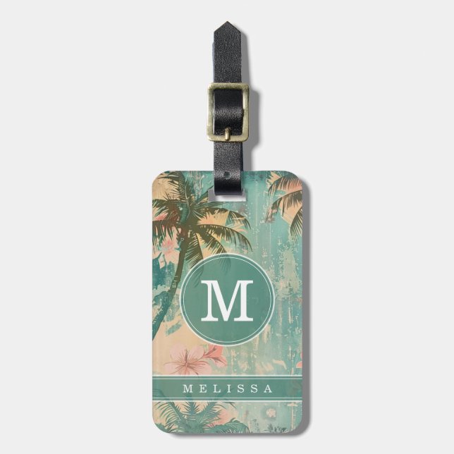 Vintage Beach Background Luggage Tag (Front Vertical)