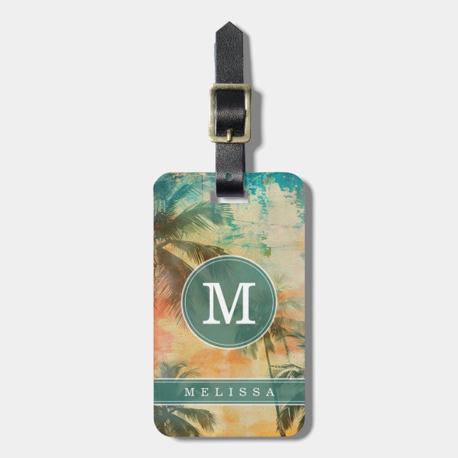 Vintage Beach Background Luggage Tag (Front Vertical)