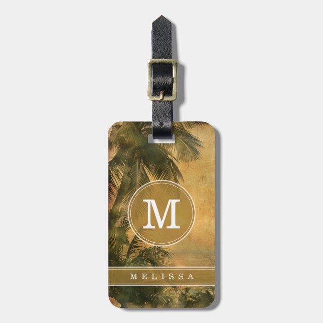 Vintage Beach Background Luggage Tag (Front Vertical)