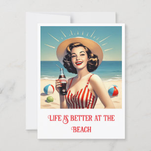 " VINTAGE BEACH BEAUTY "  POSTCARD