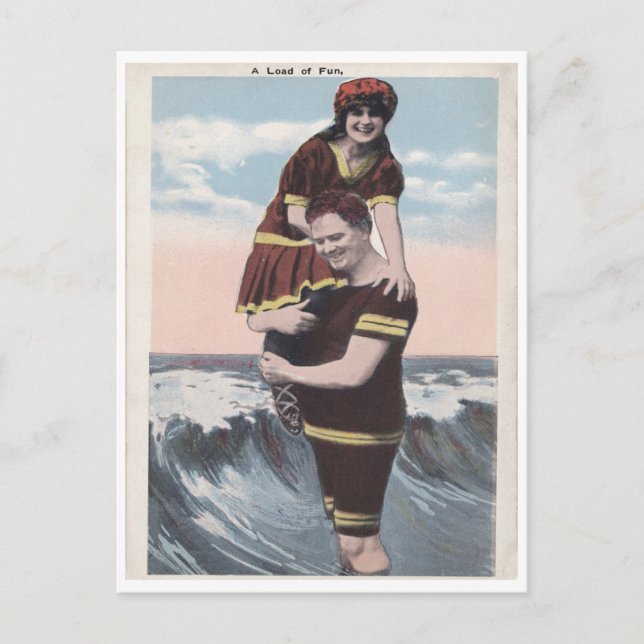 Vintage beach couple postcard (Front)