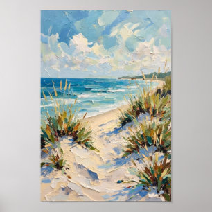 Vintage Beach Dunes Coastal Art Poster