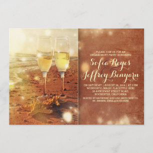 vintage beach engagement party invitation