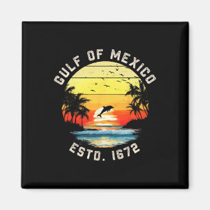 Vintage Beach Est 1672 Retro Sun Mens Womens Gulf Magnet