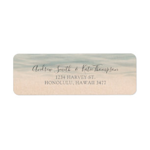 Vintage Beach Front Hawaii Wedding Return Address Label