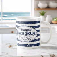 Vintage Beach House Personalised Navy and White