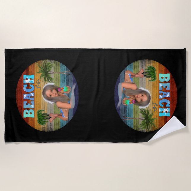 Vintage Beach Life Surf Towel (Front)