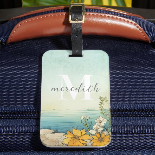 Vintage Beach Monogram Luggage Tag (Front Insitu 2)