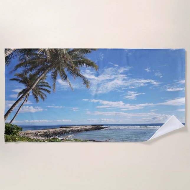 Vintage Beach Palm Trees  Towel (Front)