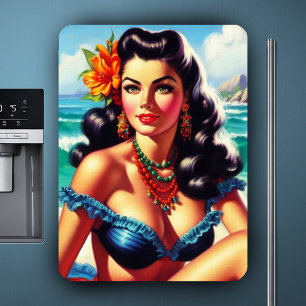 Vintage Beach Pin-up Painting Magnet