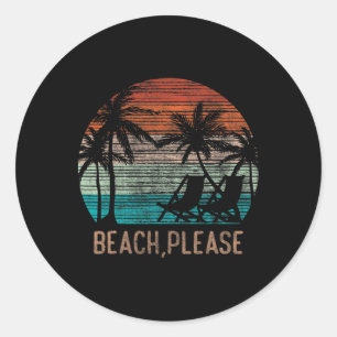Vintage Beach Please Summer Time Vacation Tee Classic Round Sticker