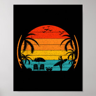 Vintage Beach Retro California Palm Trees Tropical Poster