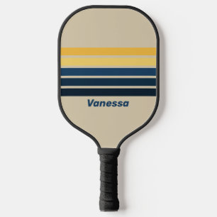Vintage Beach Sand Across Striping with Name Pickleball Paddle